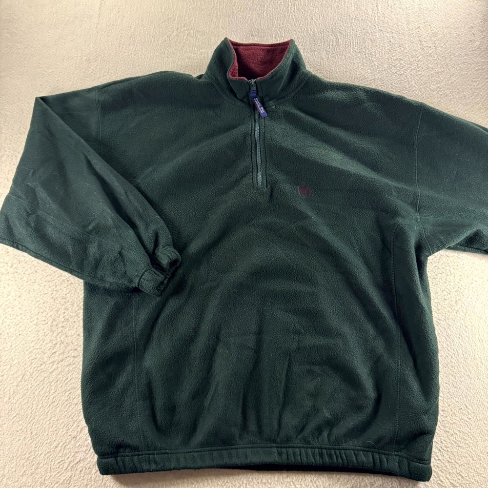 Bugle Boy Snow Fleece Pullover Mens XL Green Good 1/4 Zip Vintage 90s Gorpcore